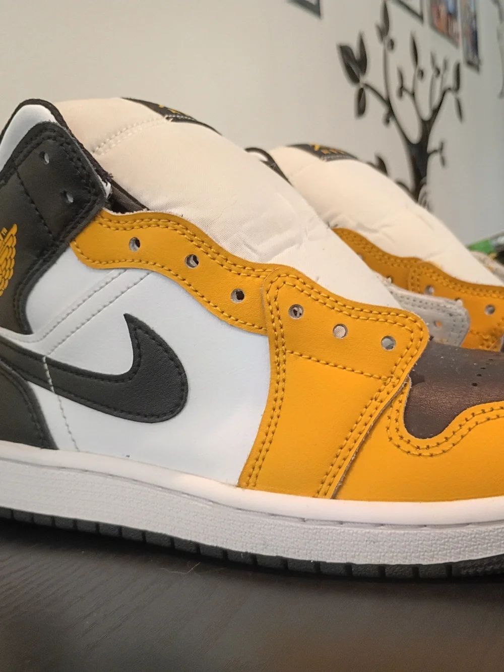 Jordan High-Top Sneakers in Yellow, Black, and White